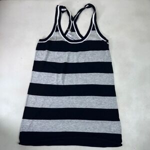 Michael Stars Striped Racerback‎ Tank Top One Size Black Gray Casual Athleisure